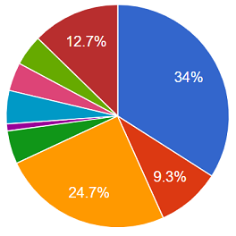 加入している保険についての円グラフ